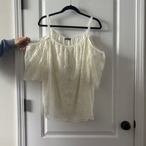 Vince Camuto Cream Lace Cold-Shoulder Blouse